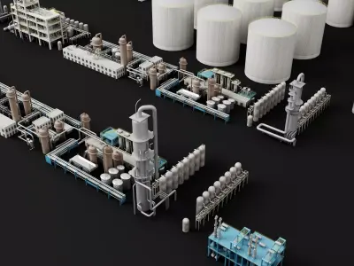 Modular Chemical Plant Equipment Pack Low-poly 3D model