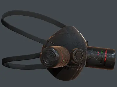 Gas mask helmet 3d model scifi Low-poly  Low-poly 3D model 17