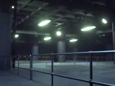 3D Render of Basement Underground Parking Area 3D model