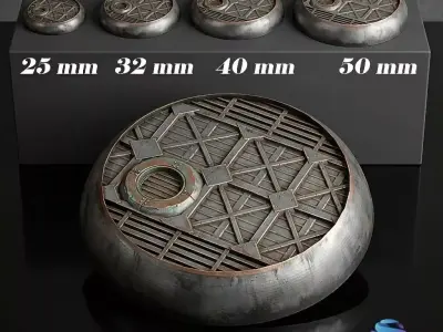 Industrial Bases Pack -10 STL Round Bases 25mm 32mm 40mm 50mm 3D print model