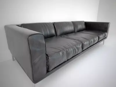 Leather black loft sofa 3D model