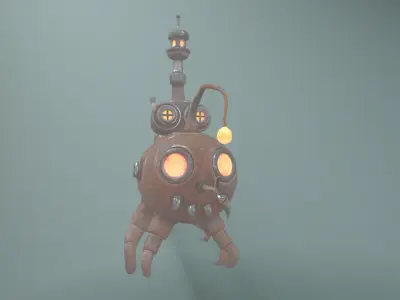 Stylized Cartoony Submarine Low-poly 3D model