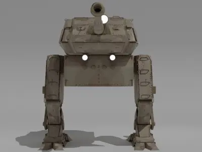 Destroyer Mech Walker with RIG and LOWPOLY Desert Camo Low-poly 3D model