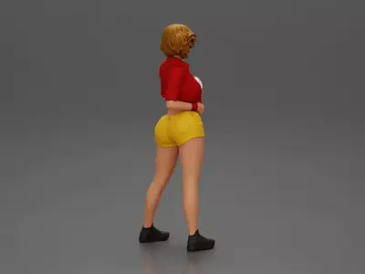 Woman Posing Boldly in Vibrant Summer Streetwear Style 3D print model