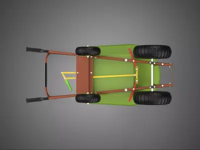 BRAKING SYSTEM TIPPING FOUR WHEEL WHEELBARROW BARROW DUMP LINER 3D model