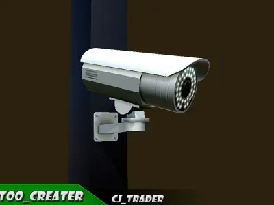 CCTV Camera low poly 3d model Low-poly 3D model