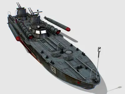 USSR torpedo boat project 123 BIS Komsomolets Low-poly 3D model