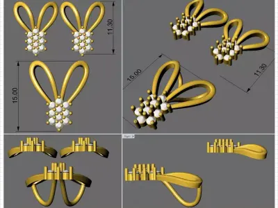 diamond jewelry earring pendent set for women 3D print model