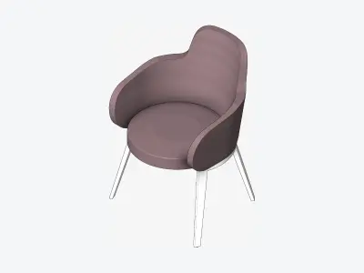 Furniture - Chair - Contemporary - Right - High - Back Low-poly 3D model