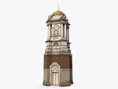 Tower Clock Low-poly 3D model
