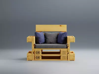 Outdoor Wooden Pallet Furniture Set Low-poly 3D model