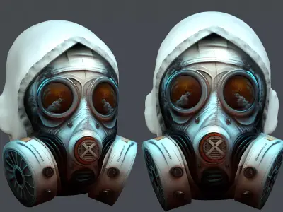 Gas mask helmet 3d model military combat fantasy cyborg Low-poly 3D model order