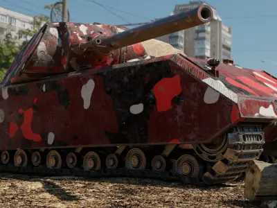 Low Poly Maus Panzer Tank - 3 Skins - Shell Low-poly 3D model