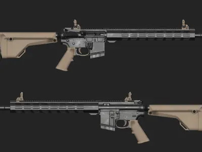 M4A1 LowPoly Game Ready Model ar - rifle Low-poly 3D model
