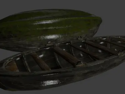 Boat 1 canoe Low-poly 3D model
