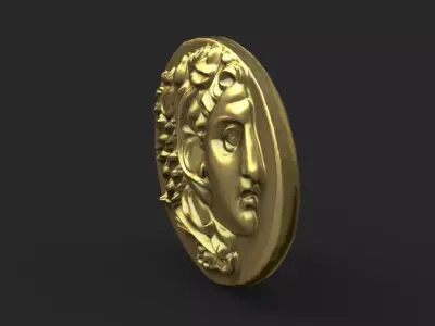 Alexander the great as Heracles pergamon coin 3D print model