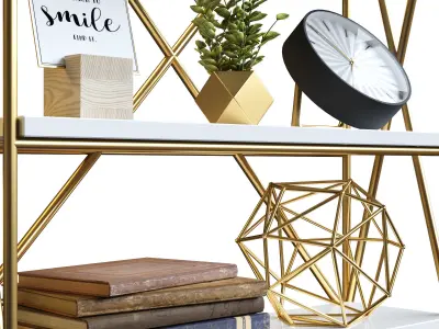 Decorative set 1 gold bookcase 3D model