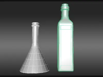 Plague Doctor Bottle and Flask Low-poly 3D model