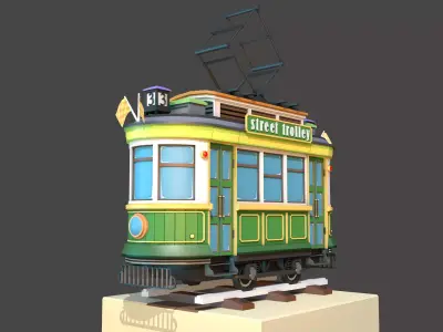 Classic City Tram Low-poly 3D model