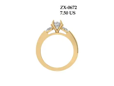 Oval 3 Stone Bridal Ring 3D print model order
