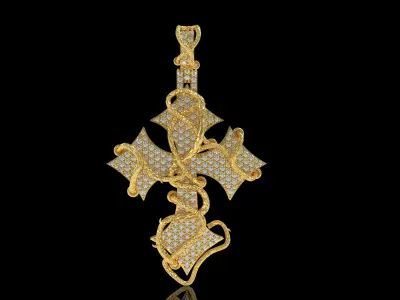 Cross Diamond Pendant 3D print model