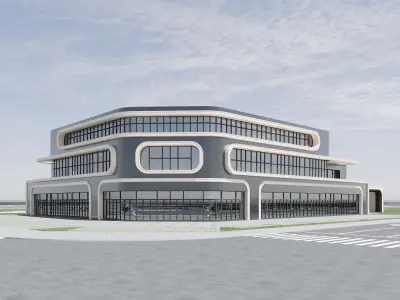 Commercial buildings on the street 3D model