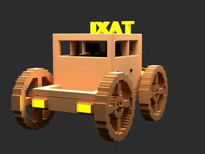 pixal art style car Free low-poly 3D model