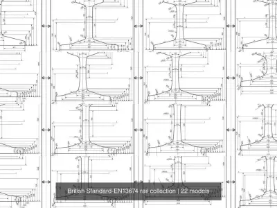 British Standard-EN13674 rail collection 3D Model Pack