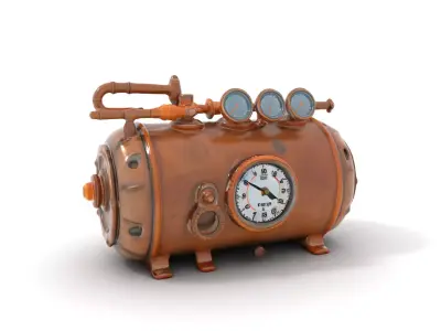 Steampunk Pressure Gauge Clock Model Pack Low-poly 3D model