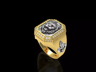 Lion Face Gents Ring 3D print model