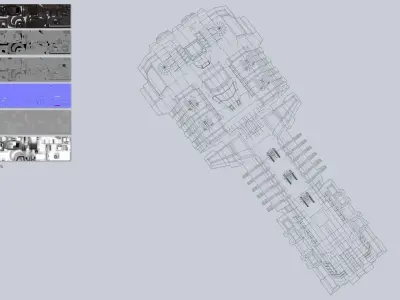 Spaceship Low-poly 3D model 10