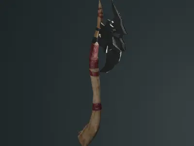Wooden Combat Axe - Low Poly 3D Model Free low-poly 3D model