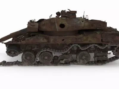 Tank AMX30b Wreck Low-poly 3D model