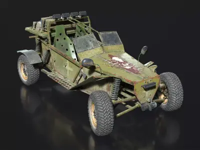 Military Buggy Low-poly 3D model