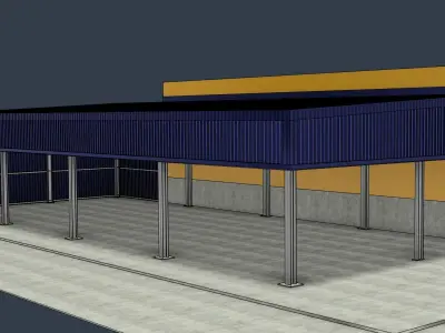 Structure with Overhead Gantry Crane 3D model