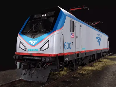 Siemens ACS-64 Locomotive AMTRACK Low-poly 3D model