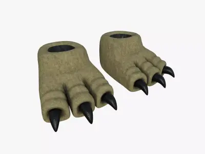 Slippers G02 Brown Dino Paw - Costume Character Design Low-poly 3D model