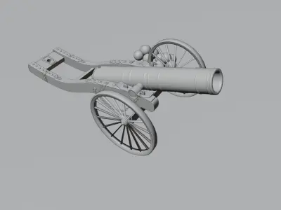  Cannon 3D Model Low-poly 3D model