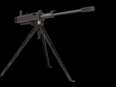 Machine Gun Low-poly 3D model 2