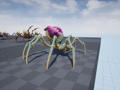 Bug 1 spider with head Low-poly 3D model