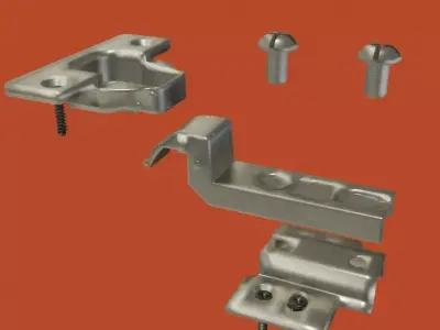 One way detachable interior hinge with screws 3D model