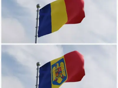 Animated Romania Flags 3D model