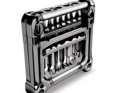 SciFi Chrome Engine Block Low-poly 3D model