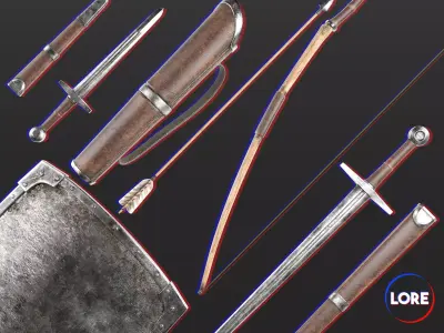 Medieval Collection Knightly Essential Weapons 3D Model Pack