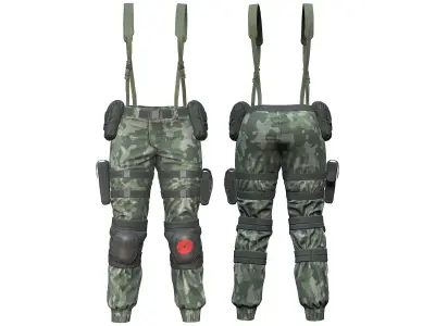 Female Casual Military Combat Outfit Top Pants Boots Gun Low-poly 3D model