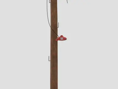 Old Wood Lamp Post Low-poly 3D model