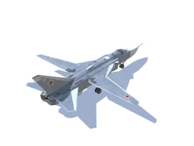 SU-24 Fencer Jet Fighter Aircraft Low-poly 3D model