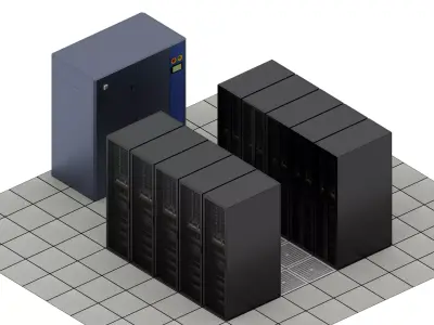 Lowpoly Data Center Server Room  Visualization Scene Low-poly 3D model