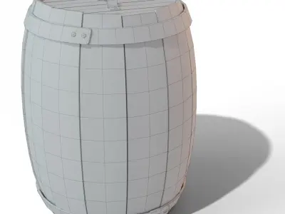 Wooden Barrel Low-poly 3D model 14