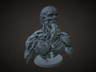 Printable zombie ghoul character bust model 3D print model